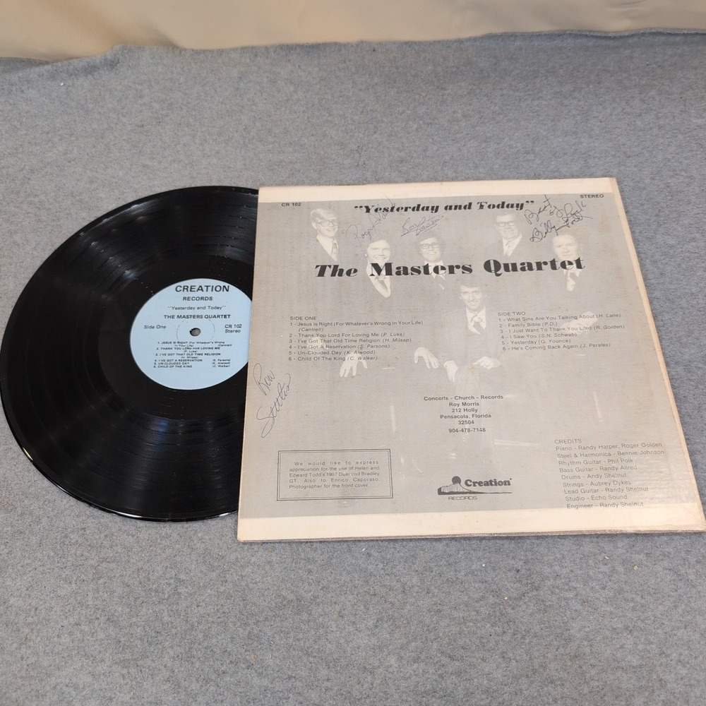 The Masters Quartet Yesterday and Today Signed Vinyl LP Creation Records CR 102 - Picture 2 of 5